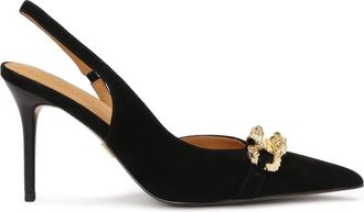 Kazar Elegante su&egrave;de pumps versierd met ketting. Dit product valt klein uit. - Dames - Pumps - Zwart - 38 EU - Su&egrave;de - Schoenen