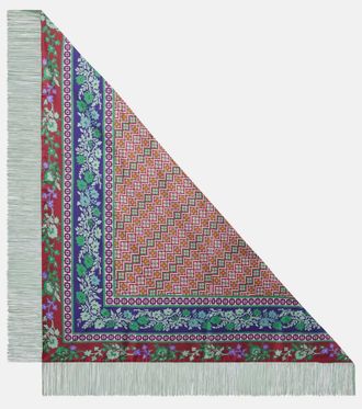 La DoubleJ Fringed printed silk twill scarf