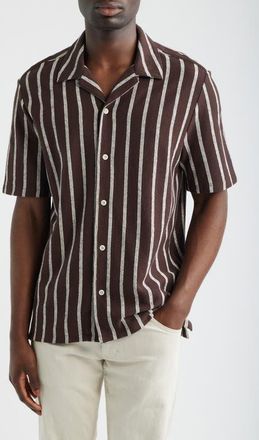 Madewell Seaport Terry Camp Shirt in Coffee Bean at Nordstrom, Size Xx-Large