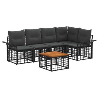 vidaXL Vidaxl Set Di Divani Da Esterno 6 Pz Nero E Grigio Scuro