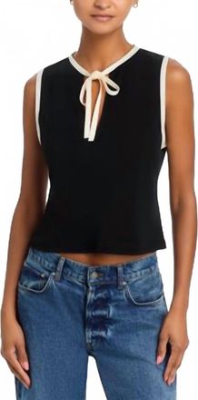 Frame Denim Keyhole Tie Tank Top In Black Multi