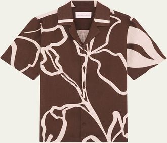 Frescobol Carioca Mens Roberto Floral-Print Linen Shirt