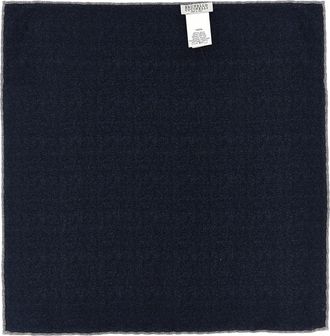 Brunello Cucinelli Silk Striped Pocket Square - Navy