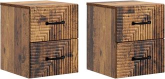 vidaXL Mesita De Noche De Pared 2 Uds. Madera Envejecida Vidaxl