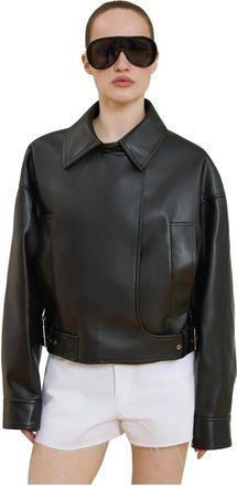 Estro & Luminara Oversized Faux Leather Biker Jacket - Dames - Zomerjassen - Zwart - M - Leer - Jassen
