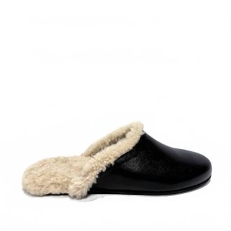 Ancient Greek Sandals Womens Thelma Shearling Leather Mule In Black