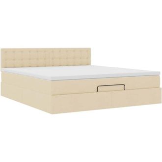 vidaXL Estructura De Cama Otomana Con Colch&oacute;n Tela Crema 160x200cm Vidaxl