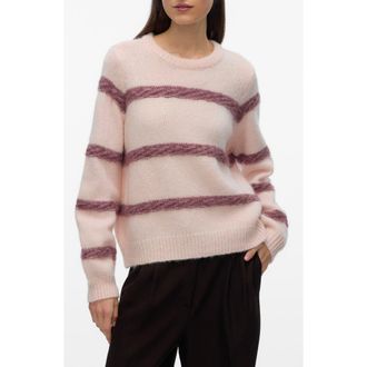 Vero Moda Zada Oversize Stripe Sweater in Pink Dogwood Detail at Nordstrom Rack, Size X-Small