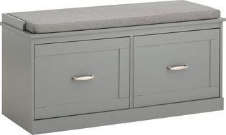SoBuy Banco zapatero con 2 estantes y 2 puertas madera gris