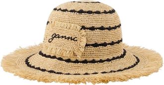 Ganni Gestreepte Raffia Bucket Hat - Dames - Hoeden - Veelkleurig - ONE Size - Accessoires
