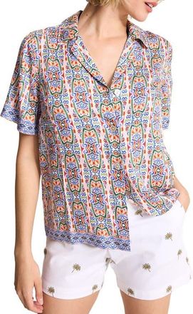 Tommy Bahama Mosaic Cove Camp Shirt in Peach Blossom at Nordstrom, Size X-Small