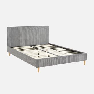 Sweeek Cama Con Somier Y Cabecero 140x190cm, Acabado En Pana Fina