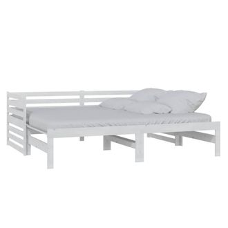 Berkfield Home Pull-out Day Bed White Solid Pinewood 2x(90x200) cm