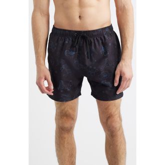 Boardies Animal Print Swim Trunks in Black at Nordstrom, Size Xx-Large