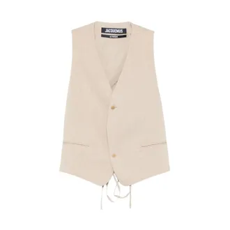 Jacquemus Suit Vests, male, Beige, Size: L Paysan Vest