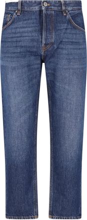 Pantaloni Torino Blue Cotton Denim Straight-Leg Jeans