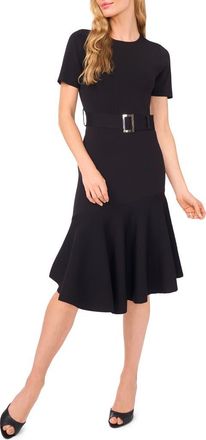 Ted Baker Ashley Rib Short Sleeve Belted Sweater Dress in Rich Black at Nordstrom, Size X-Small