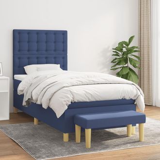 vidaXL Vidaxl - Cama Box Spring Con Colch&oacute;n Tela Azul 90x200 Cm