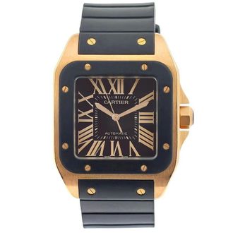 Cartier Pre-owned Cartier Santos 100 Automatic Black Dial Mens Watch W20124U2