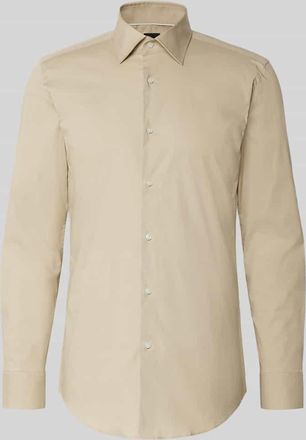 HUGO BOSS Slim Fit Businesshemd aus Baumwoll-Mix Modell H-HANK-KENT in Beige, Gr&ouml;&szlig;e 38