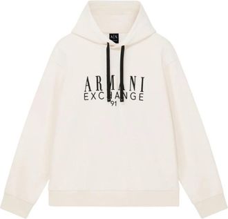 A|X Armani Exchange Katoenen French Terry Hoodie - Heren - Hoodies - Wit - M - Katoen - Hoodies & sweatvesten