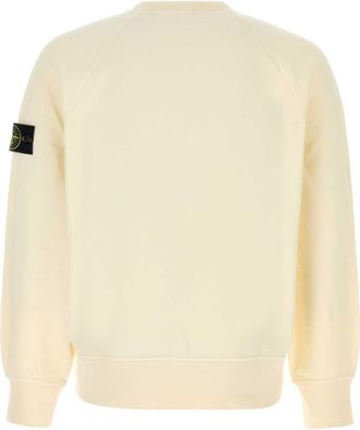 Stone Island Mens Ivory Cotton Sweatshirt Exterior: Felpe Sweater