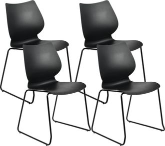 Clp Juego De 4 Sillas Apilables Houma Negro