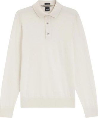 HUGO BOSS H-Lancione Gebreide Polo - Heren - Polos - Wit - S - Wol - Tops