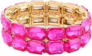 Cara Double Line Crystal Stretch Bracelet in Fuchsia at Nordstrom Rack