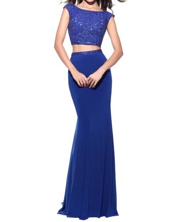 Sherri Hill Two Piece Gown In Royal