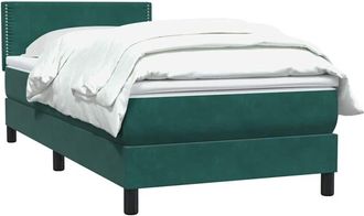 vidaXL Cama Box Spring Con Colch&oacute;n Terciopelo Verde Oscuro 80x220 Cm Vidaxl