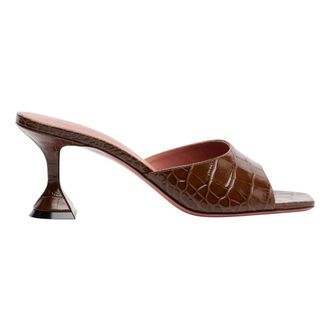 Amina Muaddi Lupita Slipper - Dames - Muiltjes - Bruin - 37 EU - Leer - Schoenen
