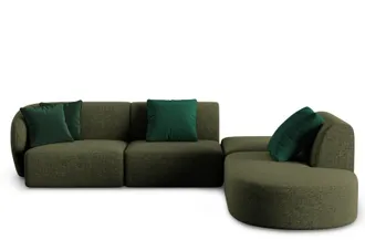 BLOOMINGLOFT 5-Sitzer Design-Ecksofa Chiara Chenille ohne R&uuml;ckenlehne - Rechts