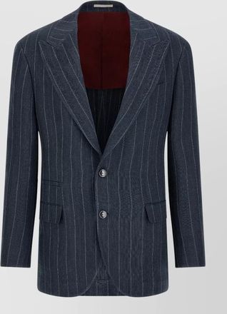 Brunello Cucinelli silk hemp pinstriped single-breasted blazer