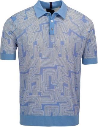 Lords of Harlech Inter Twine Mens Merino Silk Cashmere Polo in Inter Twine Blue at Nordstrom, Size Xx-Large