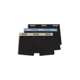 BOSS Three-pack of cotton trunks with logo waistband