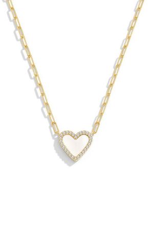 Mint & Lily Dainty Heart Paperclip Necklace in Mother Of Pearl at Nordstrom