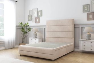 Sloomy Monaco Naples Divan Base 2 Drawers -54 Headboard & 12 Footboard in Light Sand | Size: Double