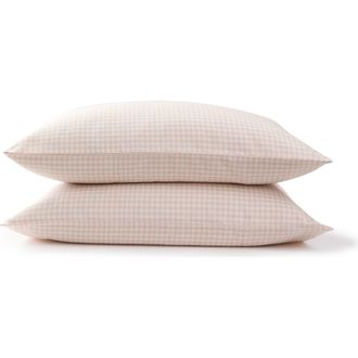 Christy Gingham Yarn Dye Airy Cotton Pillowcase Pairs in Pink at Nordstrom, Size Standard