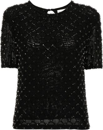 P.A.R.O.S.H. bead-embellished T-shirt - women - Polyamide/Polyamide/Elastane/Elastane - M - Black