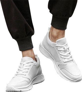 Generic Shoes for Men UK - Mens Unisex High Top Hiking Sneakers with 4CM Height Increase Breathable Outdoor Adventure Footwear for Walking White