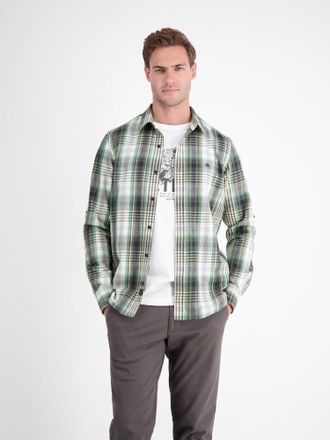 Lerros Langarmhemd LERROS Karohemd f&uuml;r Herren, Herren, Gr. L, Normal- und Kurzgr&ouml;ssen, gr&uuml;n (nordic olive), 100% Baumwolle, Hemden Langarmhemd