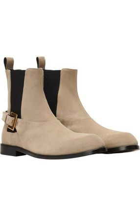 Balmain Anthem Chelsea boots in suede leather in Beige at Nordstrom, Size 39