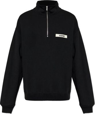 Jacquemus Sweatshirt met halve rits - Heren - Vesten met rits - Zwart - 2XL - Katoen - Hoodies & sweatvesten