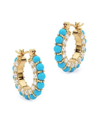 Liv Oliver 18K Plated 24.90 Ct. Tw. Turquoise Cz Sparkle Hoop Earrings