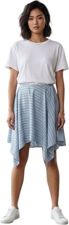 Iro Light Blue Stripes Knee Length Skirt
