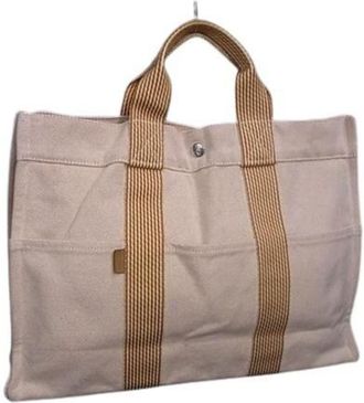 Herm&egrave;s New Fourre Tout Orange Canvas Handbag Shoulder Bag Tote Bag (Pre-Owned)