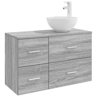 vidaXL Juego De Muebles De Ba&ntilde;o 2 Pcs Sonoma Gris Madera De Ingenier&iacute;a Vidaxl