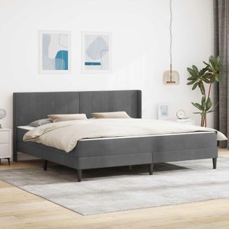 vidaXL Vidaxl Struttura Letto Con Materasso Grigio Scuro 180 X 200 Cm Velluto