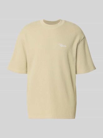 Pegador Oversized T-Shirt mit Strukturmuster in Khaki, Gr&ouml;&szlig;e XXL